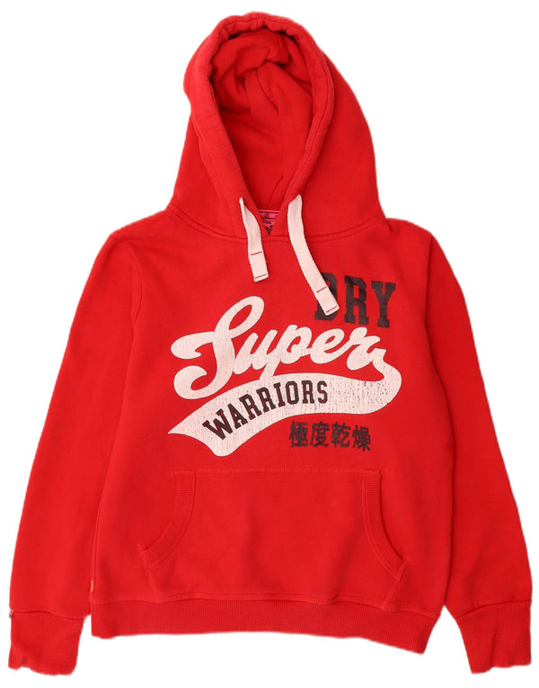 Superdry feminino gráfico moletom com capuz UK 18 XL algodão vermelho