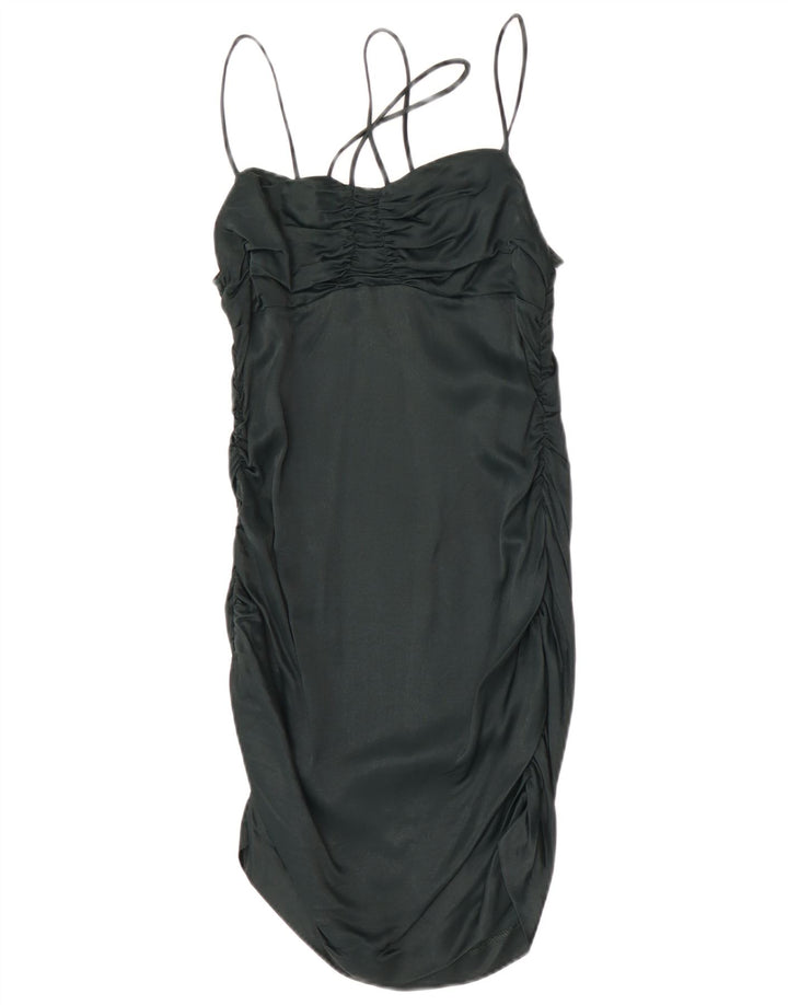 Vestido slip feminino Zara Reino Unido 12 viscose verde médio