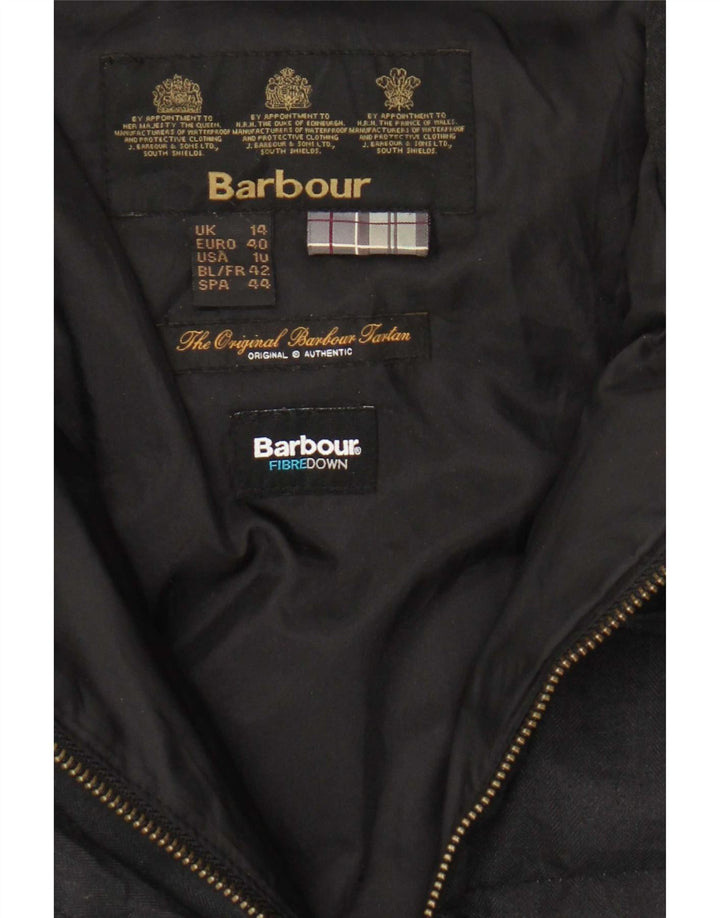 Casaco acolchoado feminino Barbour UK 14 grande espinha de peixe preto