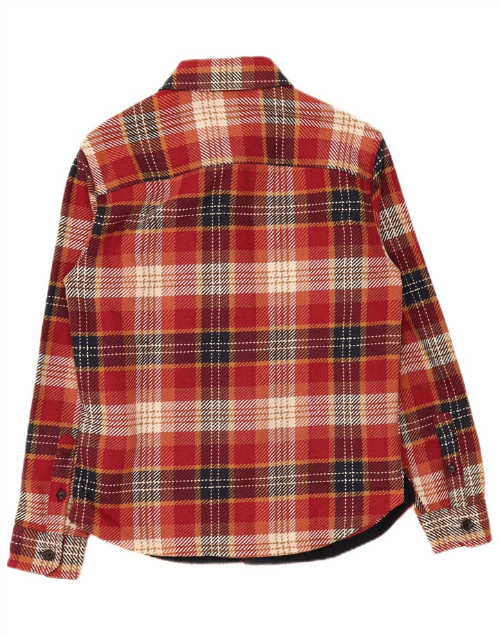 Camiseta masculina Marks & Spencer pequena xadrez vermelha de poliéster