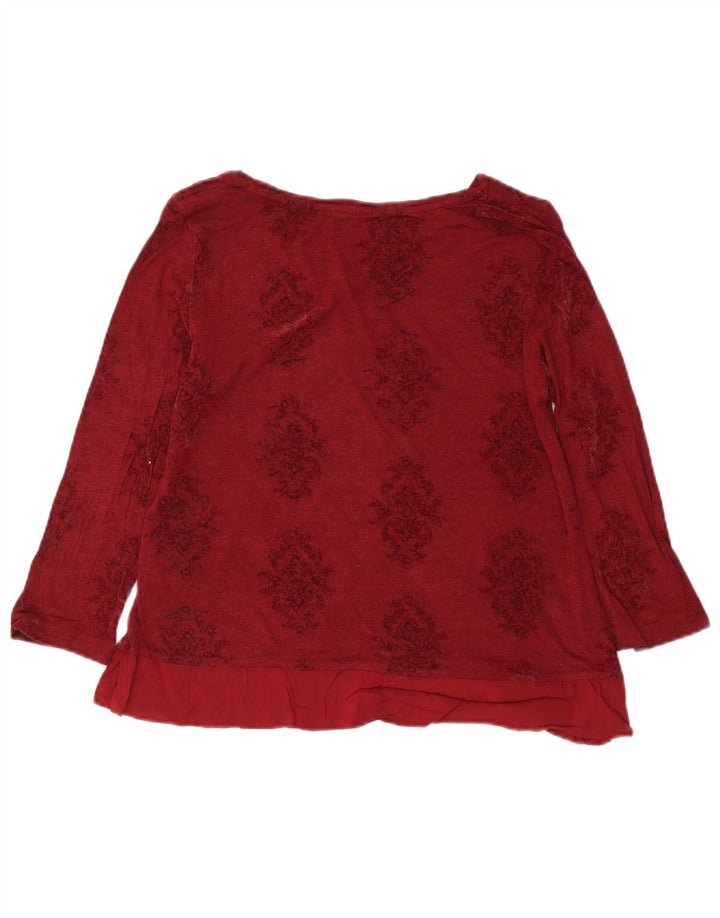 Top cropped feminino White Stuff manga comprida Reino Unido 14 grande viscose floral borgonha