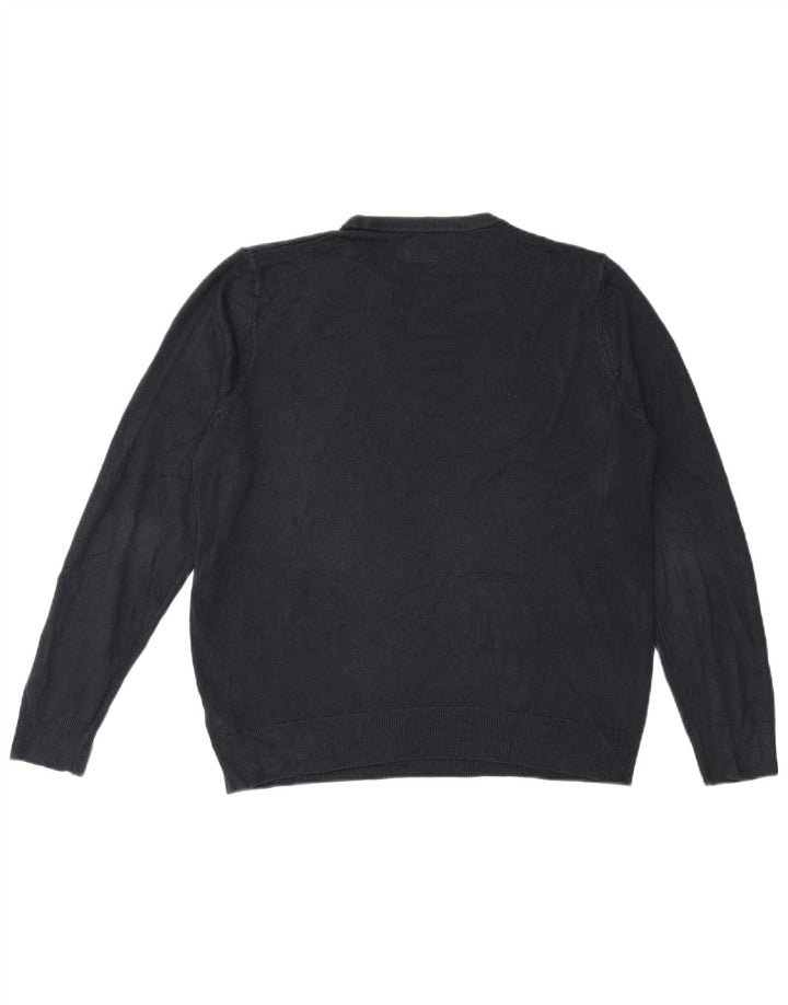 Suéter masculino Marks & Spencer com gola redonda grande acrílico azul marinho