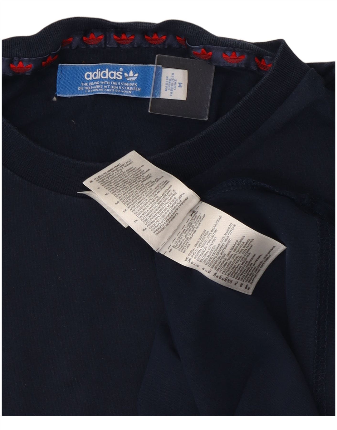 Adidas Camiseta Masculina Top Médio Azul Marinho Listrado Algodão