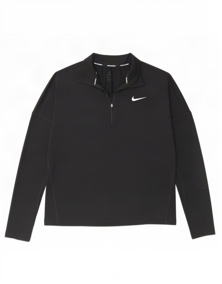 Nike Womens Dri Fit Zip Neck Pullover Treino Top Reino Unido 14 Médio Preto