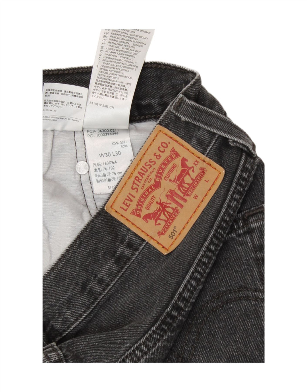 Calça jeans feminina Levi's 501 Straight W30 L30 cinza algodão