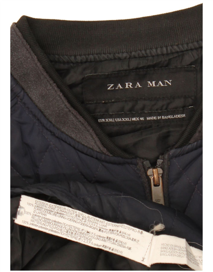Colete acolchoado masculino Zara UK 44 2XL poliéster azul marinho