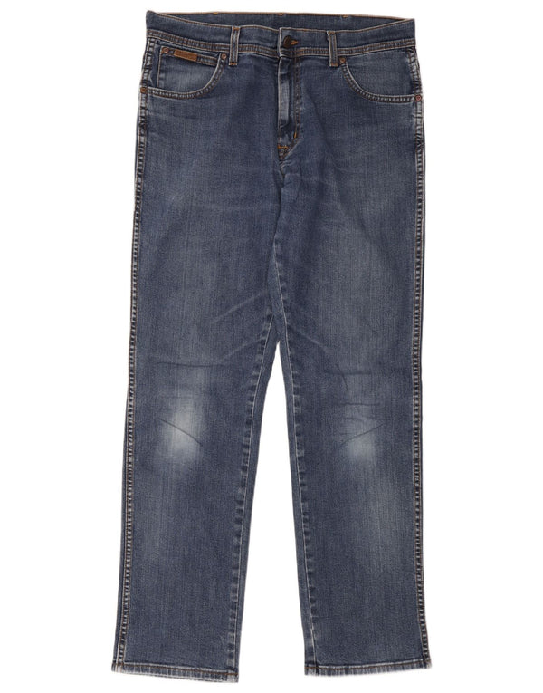 Wrangler Masculino Texas Stretch Straight Jeans W34 L34 Azul Algodão