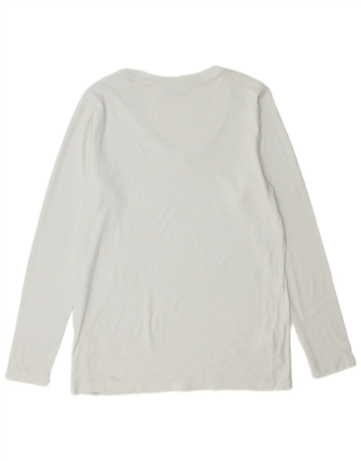 EDDIE BAUER Top feminino manga comprida UK 18 XL algodão branco