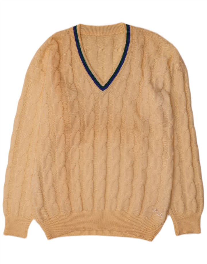 Suéter masculino Fila com decote em V IT 54 XL lã bege