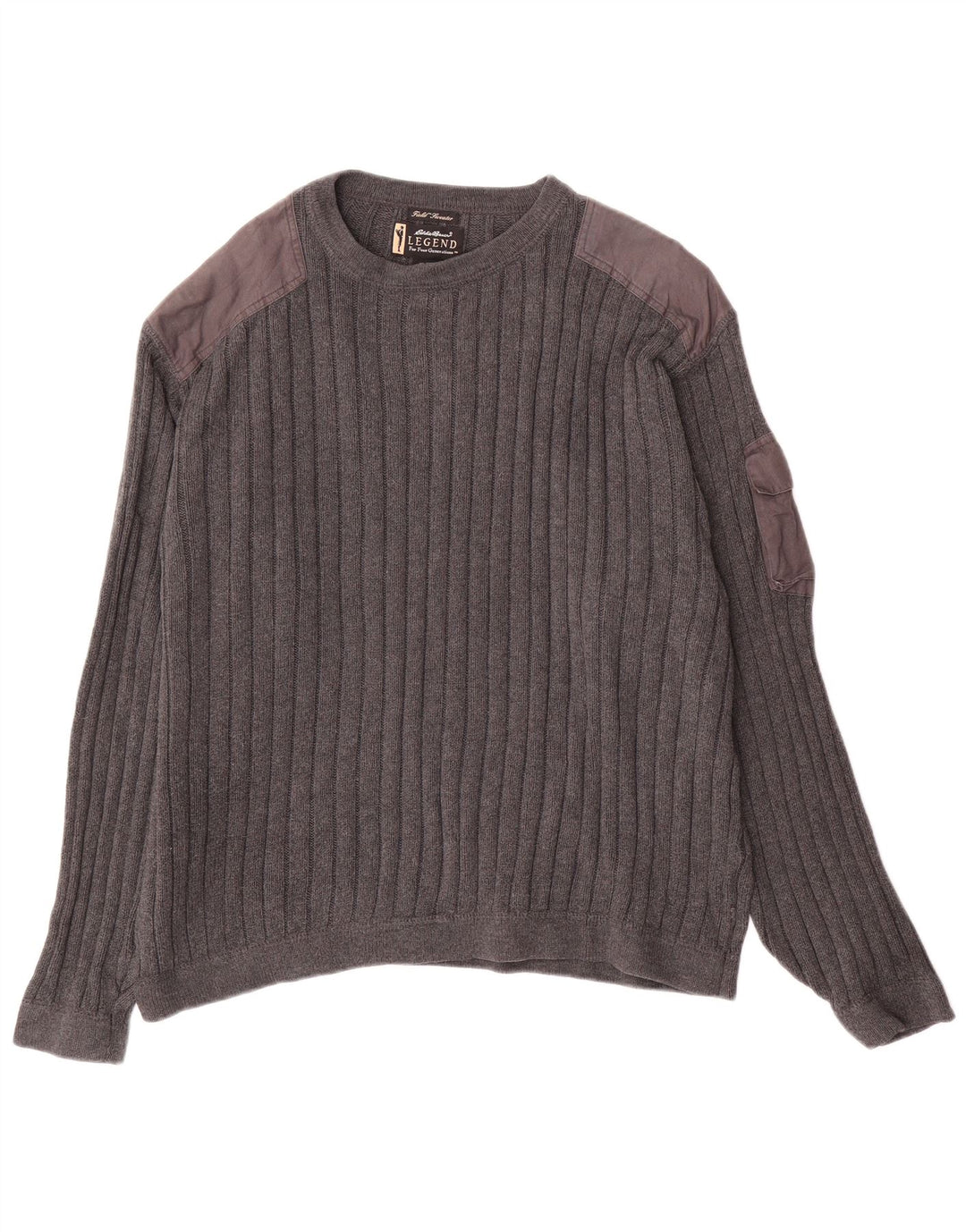 Suéter masculino Eddie Bauer com gola redonda, grande algodão colorido cinza