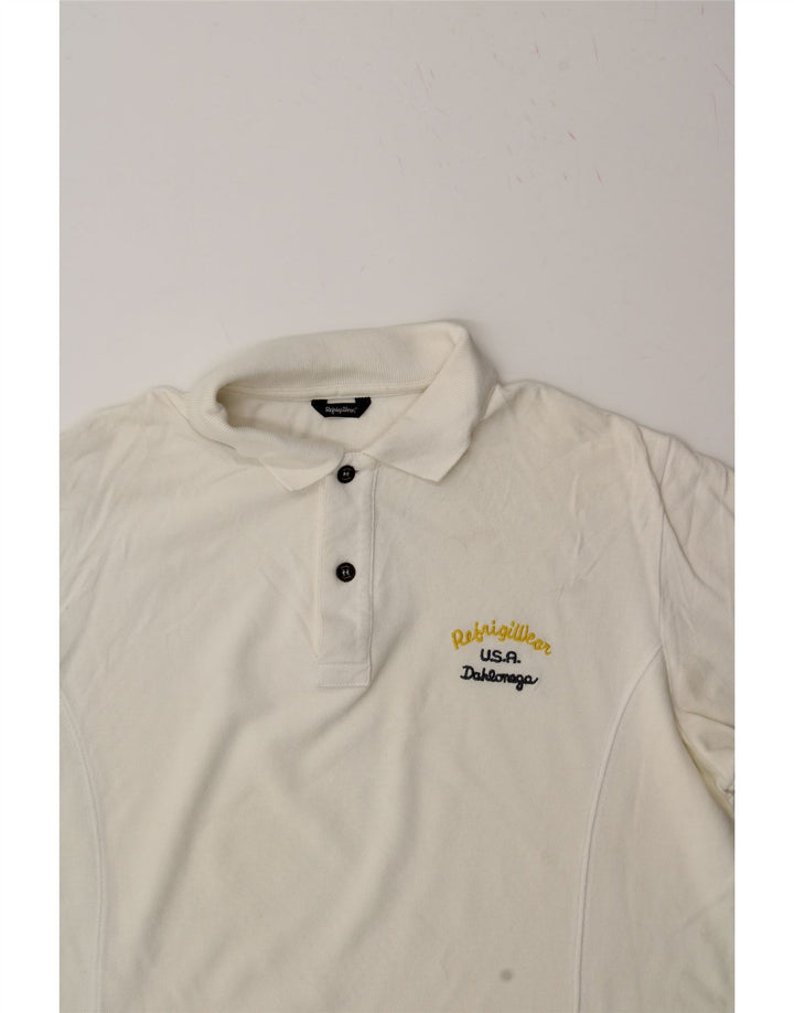 REFRIGIWEAR Mens Polo Shirt Medium White Vintage Refrigiwear and Second-Hand Refrigiwear from Messina Hembry 