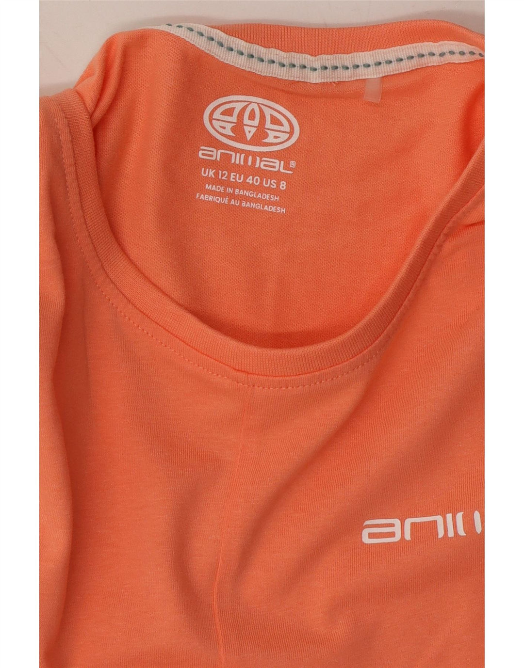 ANIMAL Womens T-Shirt Top UK 12 Mrdium Orange Cotton Vintage Animal and Second-Hand Animal from Messina Hembry 
