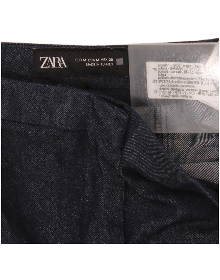 Calça feminina Zara Bootcut médio W28 L32 algodão azul marinho