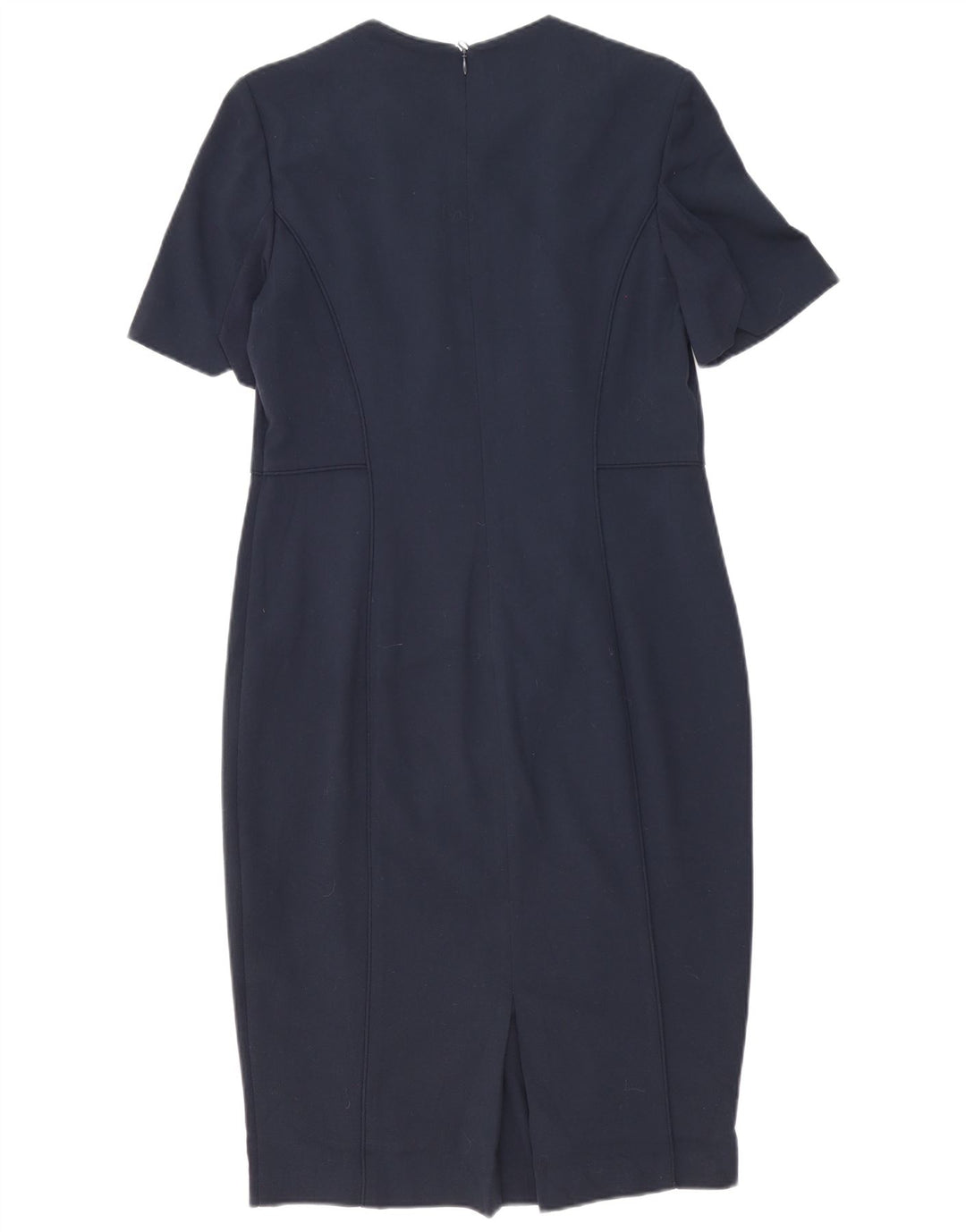 Vestido bainha feminino Marks & Spencer Reino Unido 14 grande poliéster azul marinho