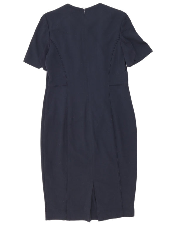 Vestido bainha feminino Marks & Spencer Reino Unido 14 grande poliéster azul marinho