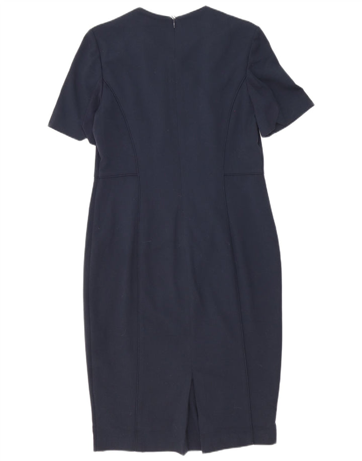Vestido bainha feminino Marks & Spencer Reino Unido 14 grande poliéster azul marinho