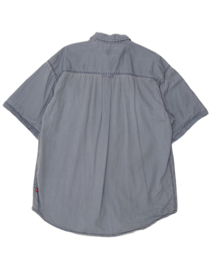 Wrangler Camisa masculina de manga curta grande algodão azul