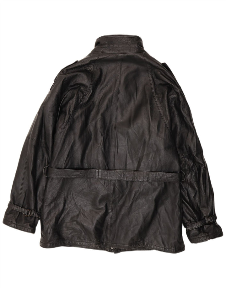 Jaqueta de couro militar masculina VINTAGE Reino Unido 38 couro preto médio