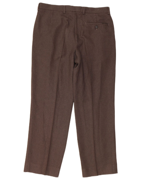 Marks & Spencer Mens Straight Chino Trousers W34 L29 Brown Polyester