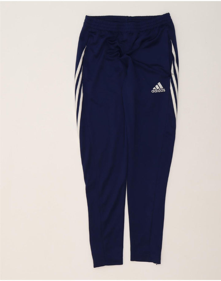 Calça de treino masculina Adidas Climalite pequena azul marinho poliéster