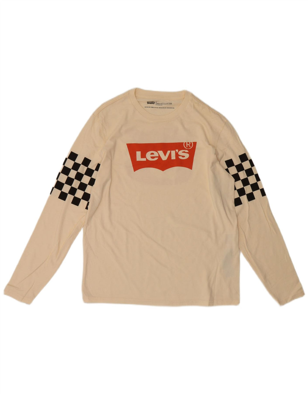 Top gráfico masculino Levi's Standard Fit manga comprida médio off white geométrico