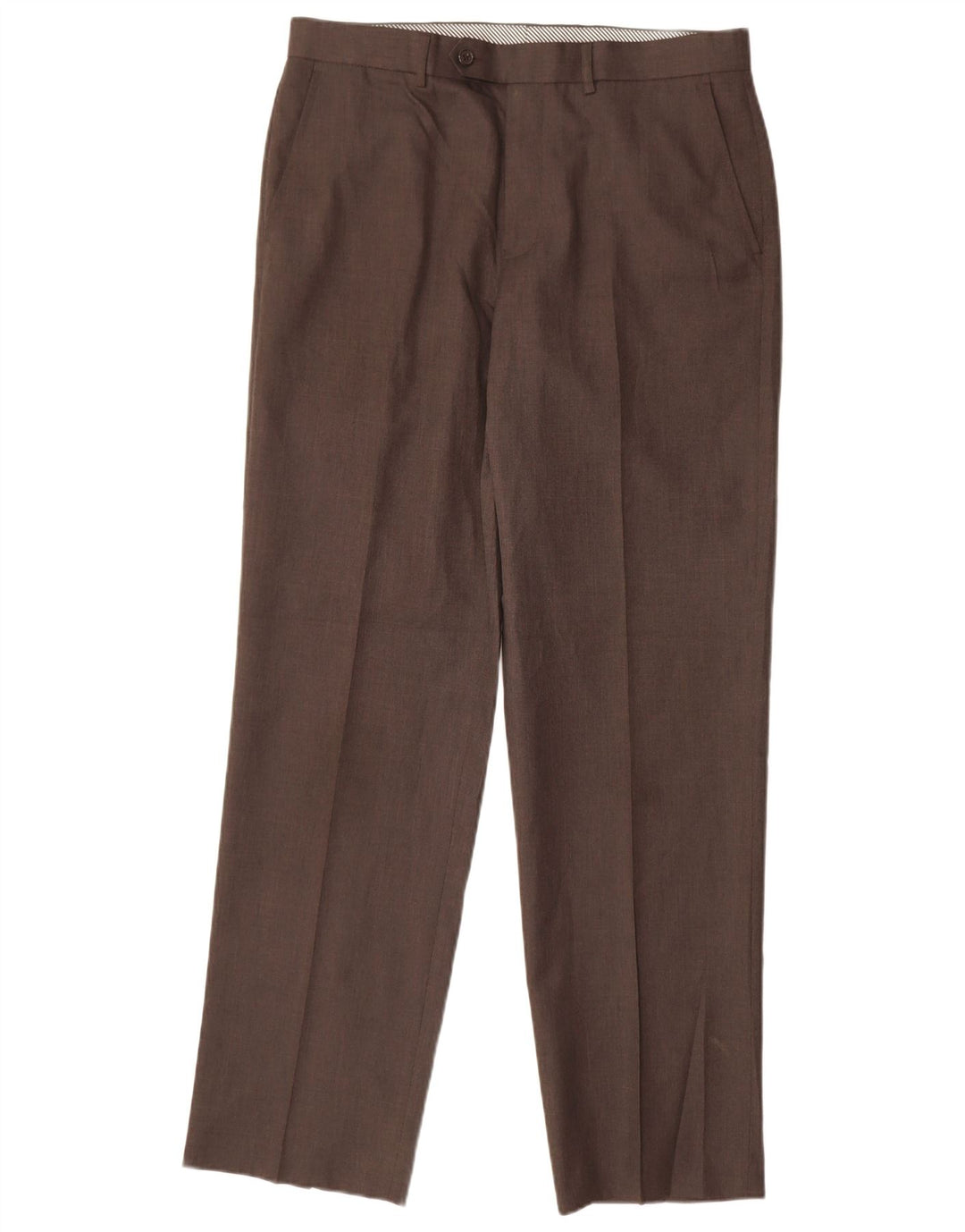 Calça masculina de terno reto MARKS & SPENCER W34 L33 poliéster marrom