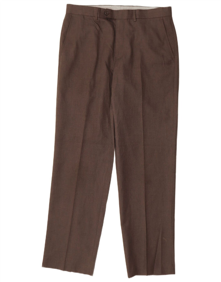 Calça masculina de terno reto MARKS & SPENCER W34 L33 poliéster marrom
