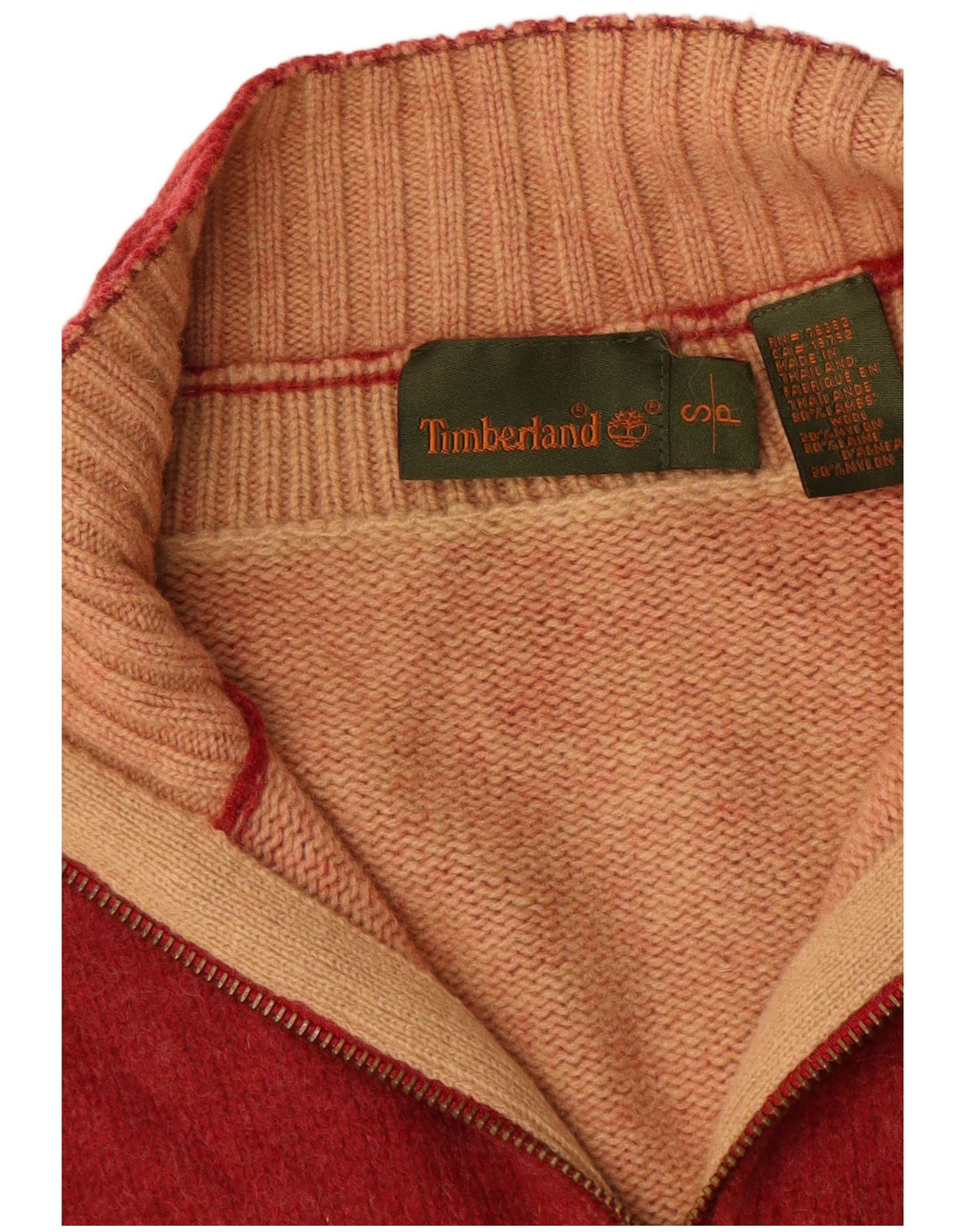 Suéter cardigã masculino Timberland pequeno vermelho lã de cordeiro
