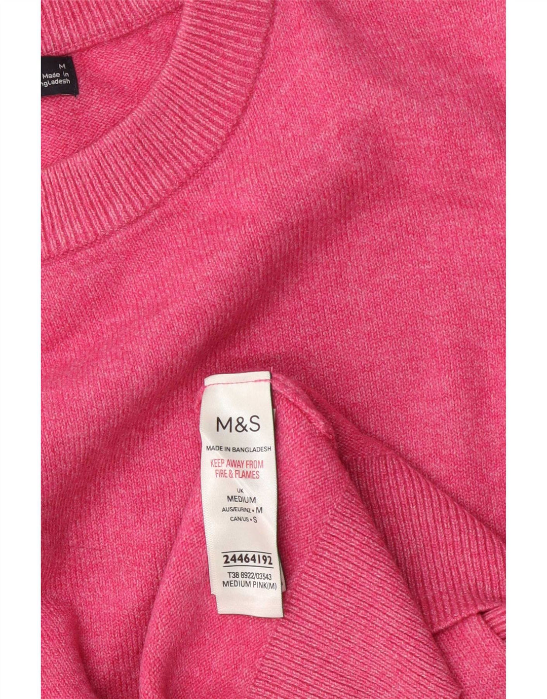 Suéter feminino Marks & Spencer com gola redonda Reino Unido 14 poliéster rosa médio