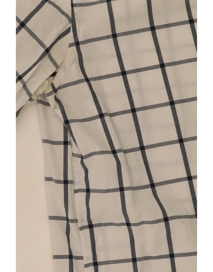 Camisa masculina slim fit Michael Kors xadrez branco médio