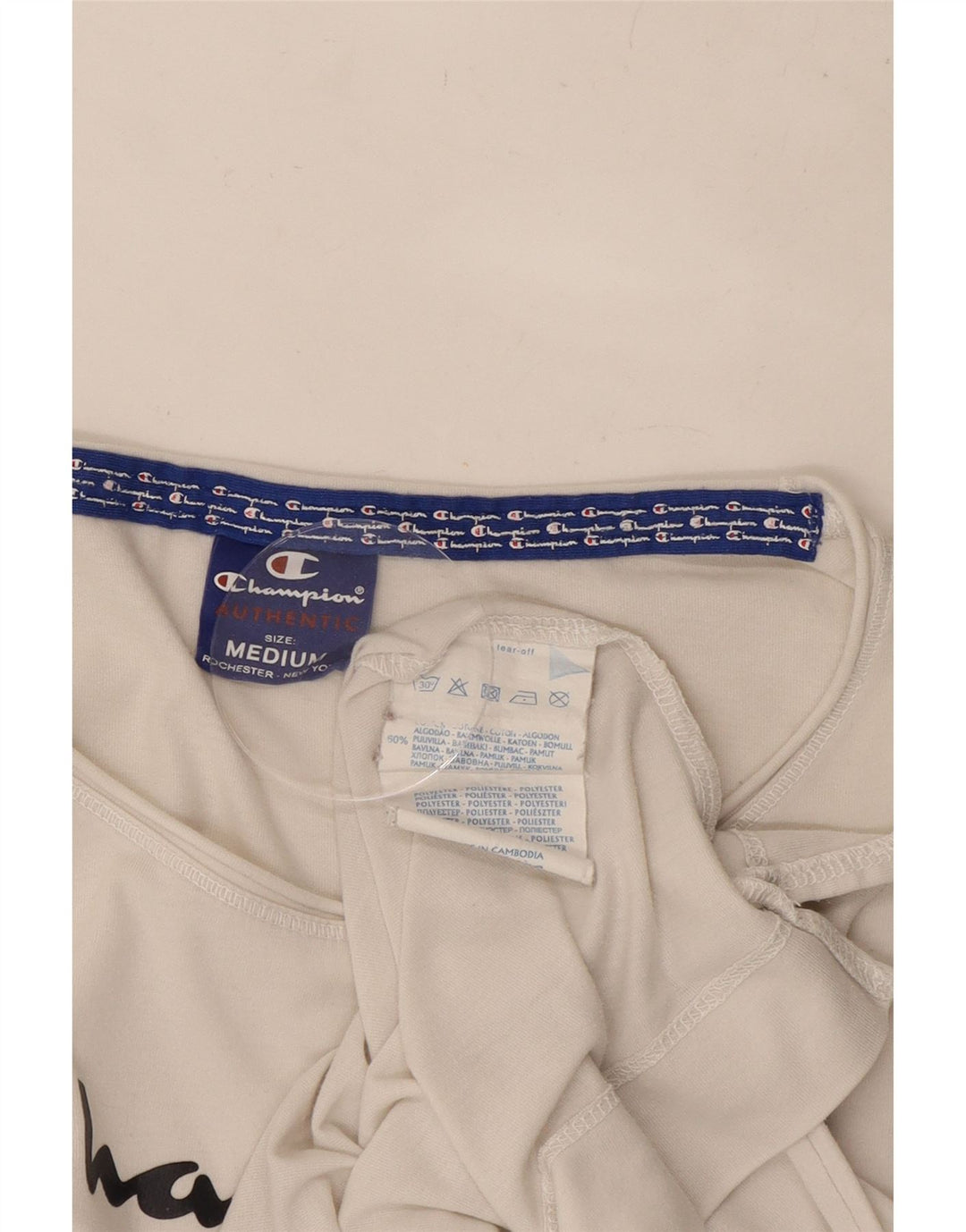 Camiseta feminina estampada Champion UK 12 médio algodão off white