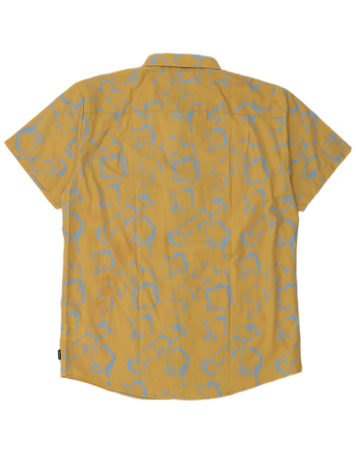 Brixton Camisa masculina de manga curta com padrão abstrato XL de algodão amarelo