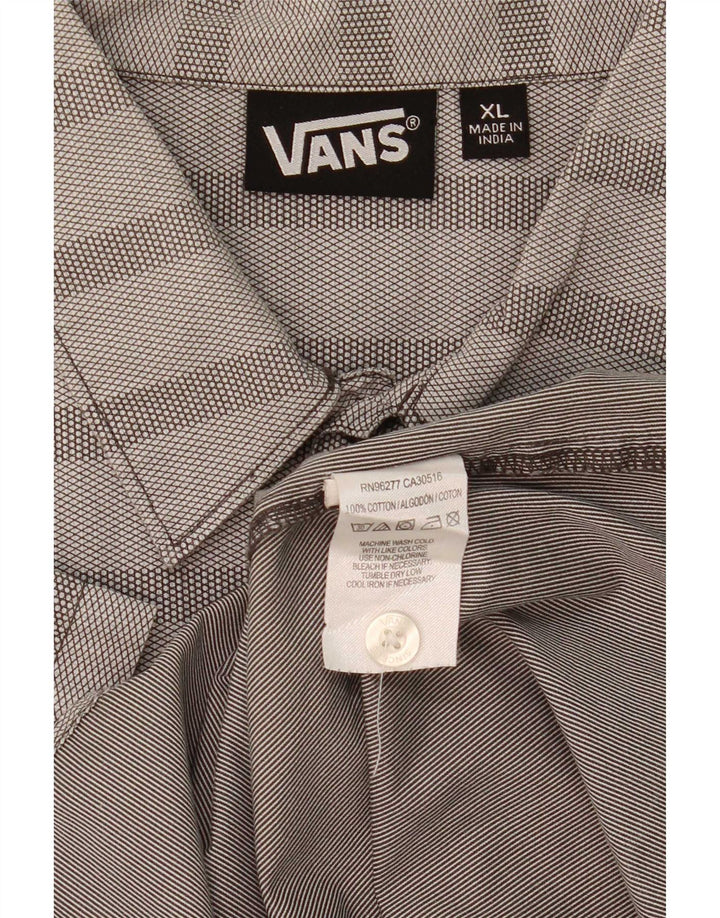 Camisa masculina de manga curta Vans XL cinza listrado algodão