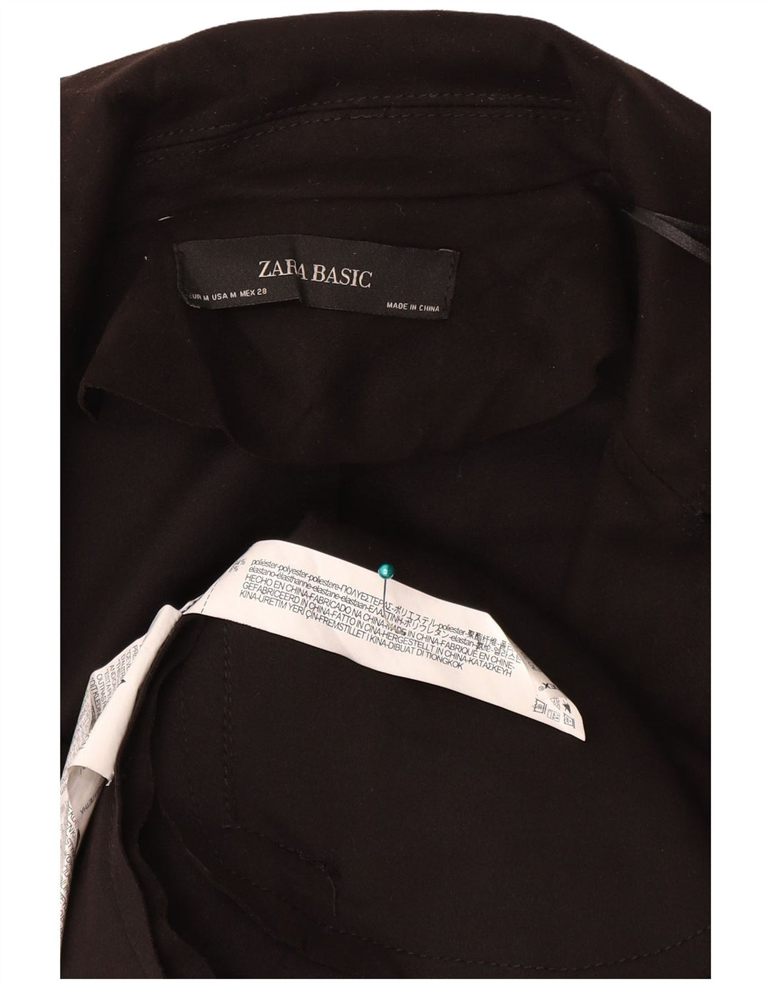 Sobretudo básico feminino Zara UK 12 poliéster preto médio