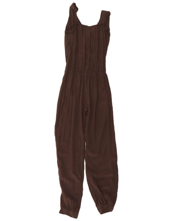 Macacão feminino vintage sem mangas IT 44 seda marrom médio