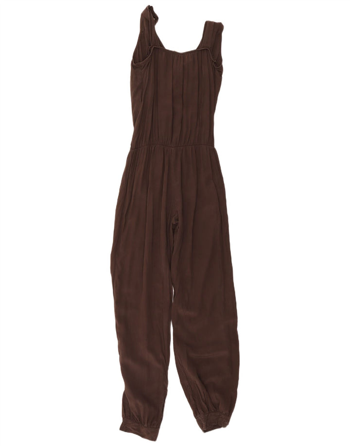 Macacão feminino vintage sem mangas IT 44 seda marrom médio
