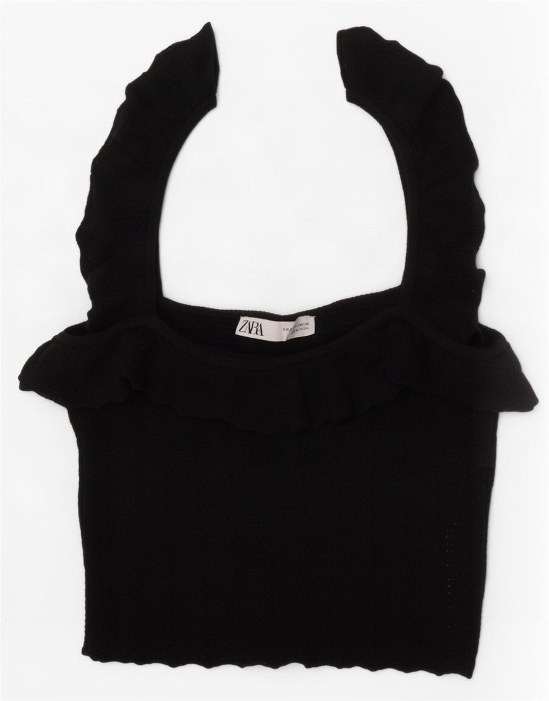 Zara Womens Crop Top UK 8 Pequeno Preto Viscose