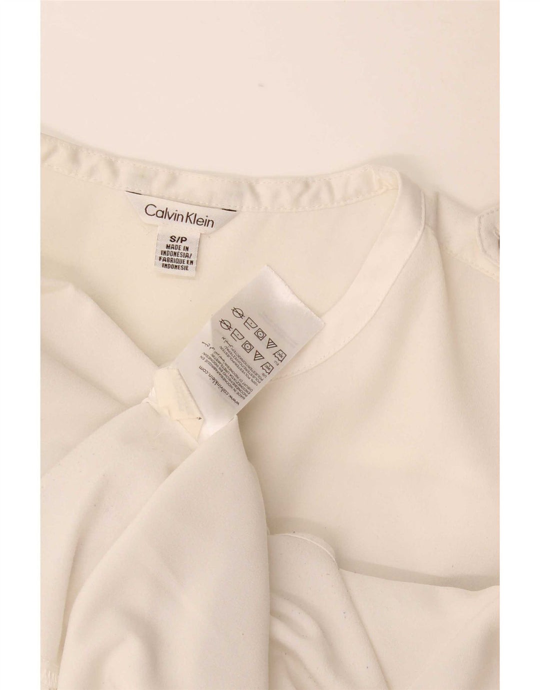 Blusa camisa feminina Calvin Klein UK 10 pequena poliéster branco