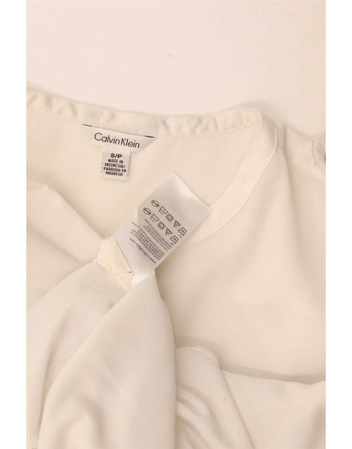 Blusa camisa feminina Calvin Klein UK 10 pequena poliéster branco