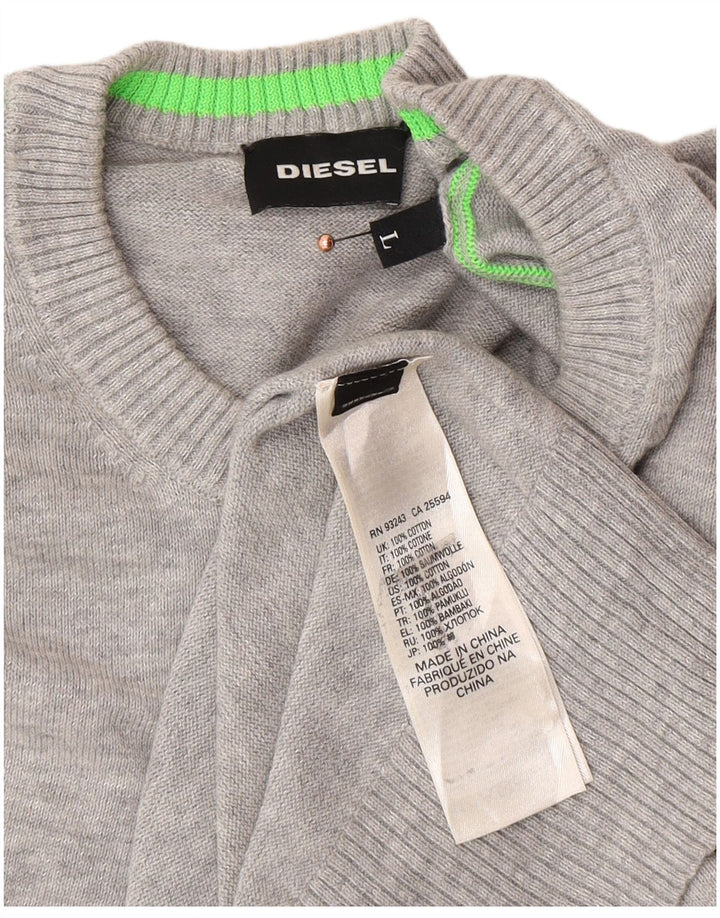 Suéter masculino DIESEL com gola redonda e algodão cinza grande