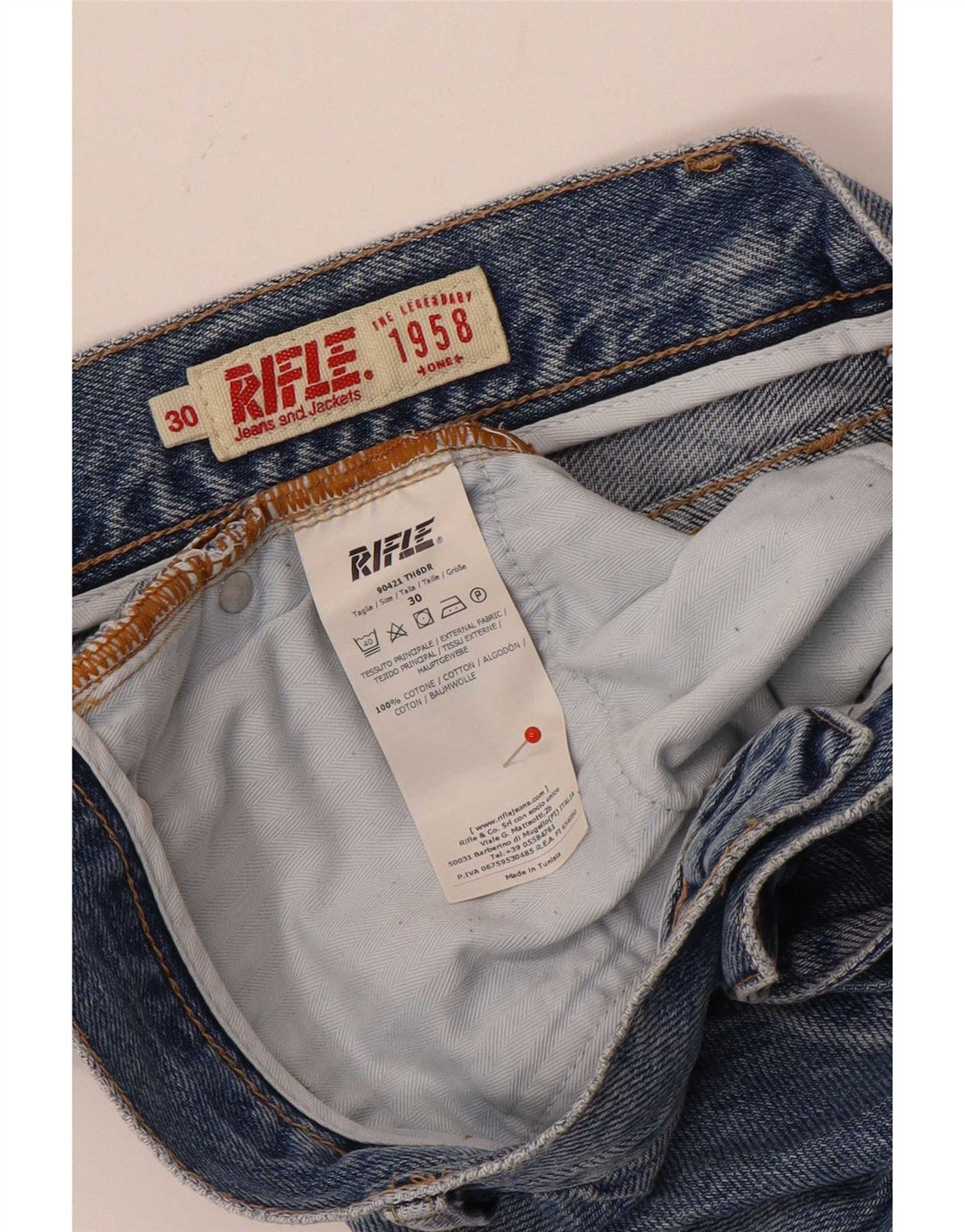 Rifle feminino Luke Straight Jeans W30 L32 algodão azul