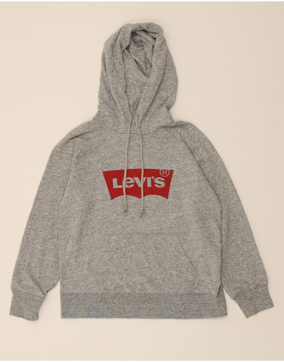 LEVI'S Womens Oversized Graphic Hoodie Jumper UK 6 XS Grey Cotton Vintage Levi's and Second-Hand Levi's from Messina Hembry 