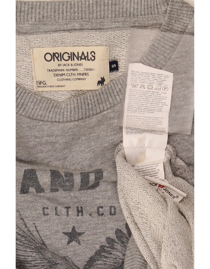 Jack & Jones moletom gráfico masculino jumper pequeno algodão cinza