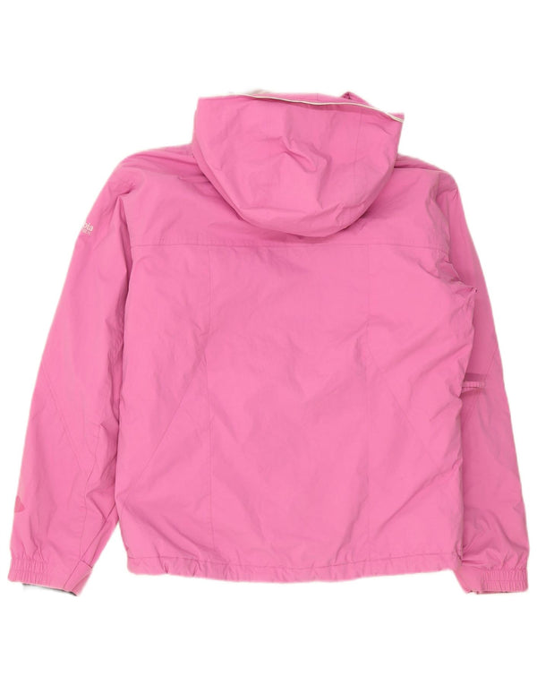 Jaqueta de chuva feminina com capuz Columbia UK 14 médio rosa nylon