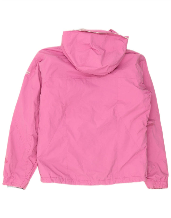 Jaqueta de chuva feminina com capuz Columbia UK 14 médio rosa nylon