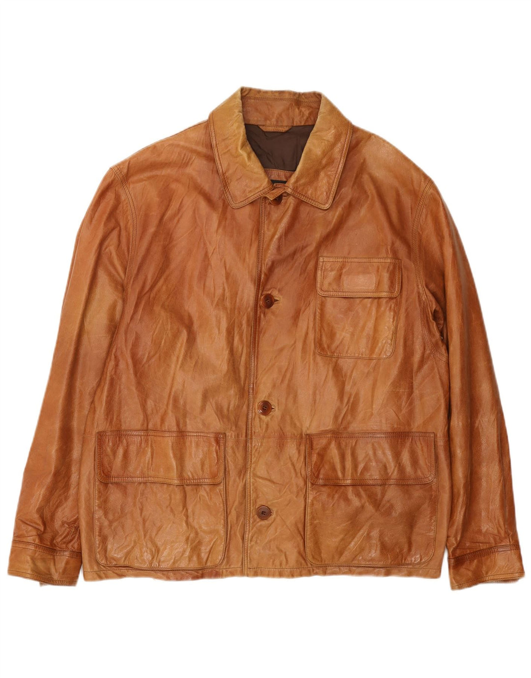 Jaqueta de couro básica masculina Vittorio Forti IT 50 grande couro marrom