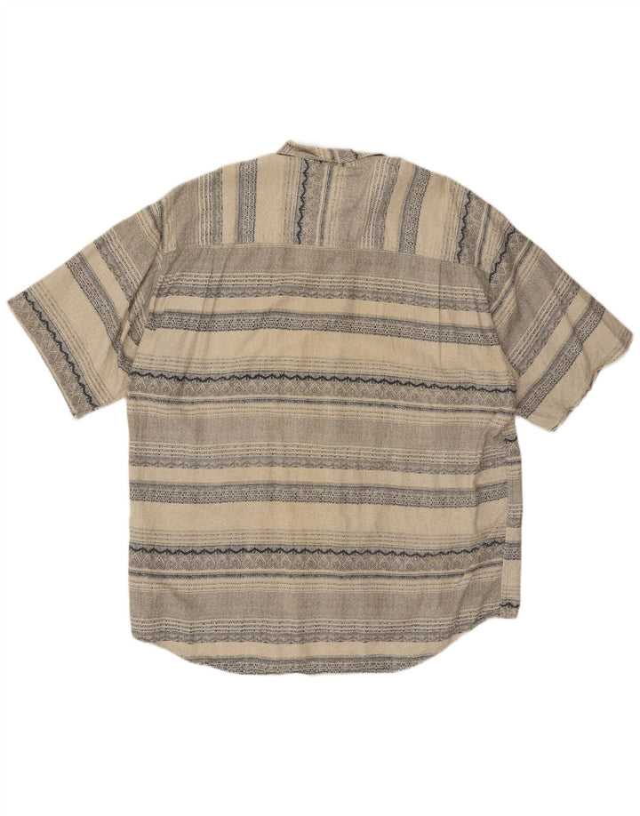 ANDRE LEON Camisa masculina de manga curta 2XL listrada bege