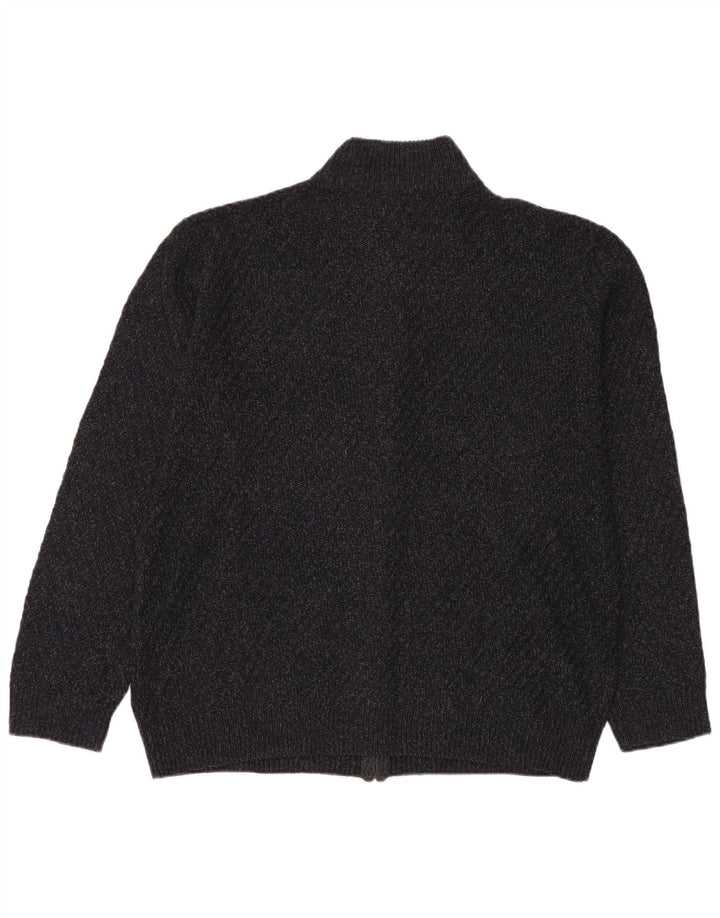 Suéter cardigã masculino com zíper completo Marks & Spencer 2XL acrílico manchado cinza