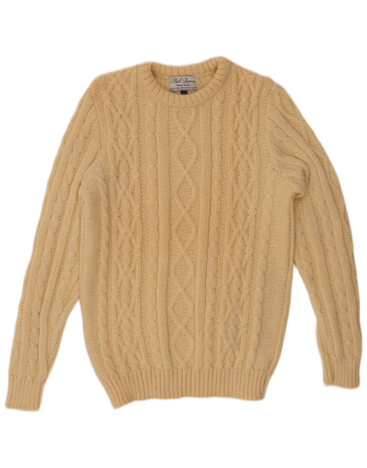 Suéter masculino PAUL JAMES com gola canoa de lã bege médio