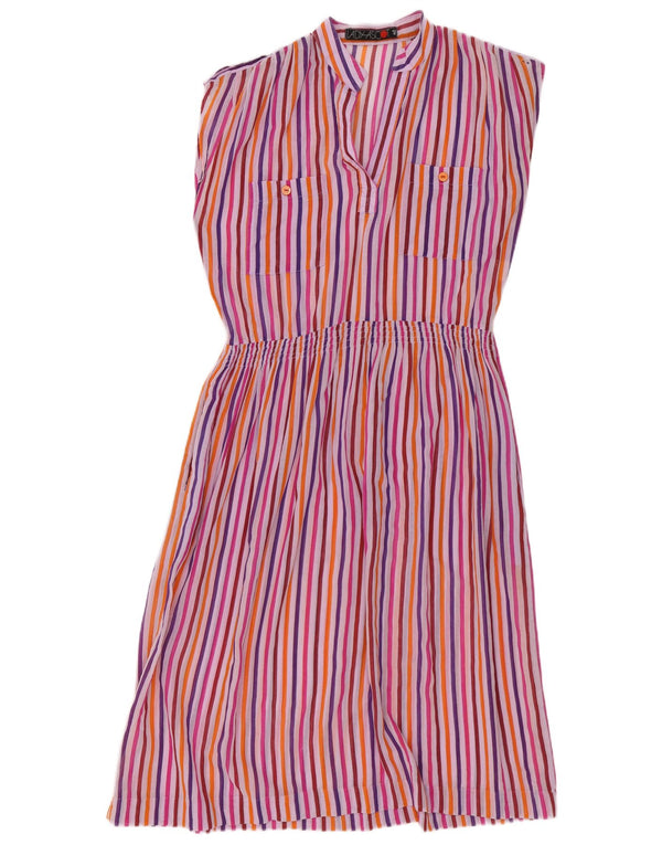 Vestido feminino vintage sem mangas linha A EU 40 médio listrado multicolorido